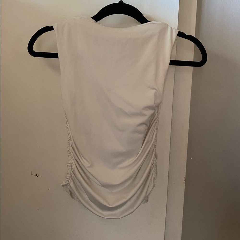 Chic White Ruched Tank Top